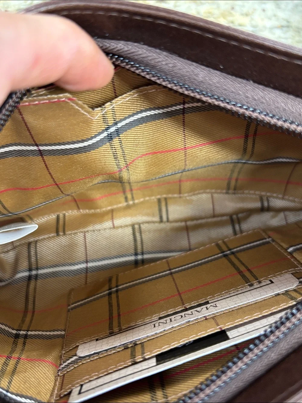 Mancini Casablanca rfid organizer wristlet bag brown leather